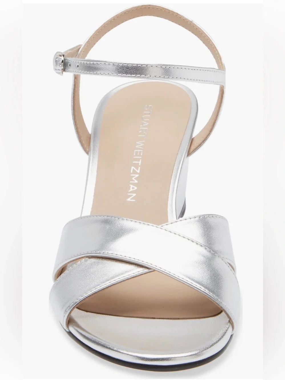 Stuart Weitzman Dayna Ankle Strap Wedge Silver Sandal Woman’s Size 6 NWOB